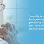 To qualify for a Chronic Care Management (CCM) program provided by Medicare, patients must have a minimum of two chronic conditions text next to image of older man