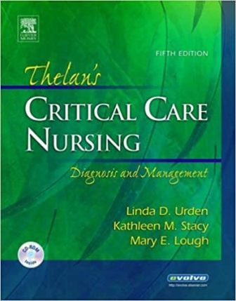 Thelan's Critical Care Nursing 5th Edition Test Bank cover featuring authors Urden, Stacy, and Lough, used to illustrate the study resource available for purchase.