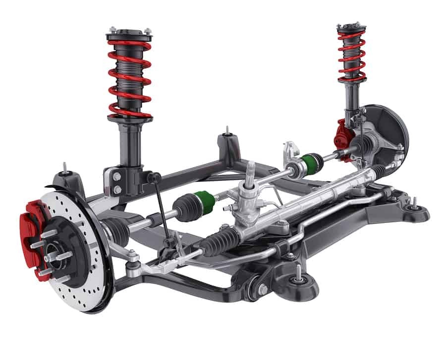 Car suspension, brake disc and steering