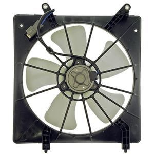 Car radiator cooling fan assembly ensuring optimal engine temperature and AC condenser performance.