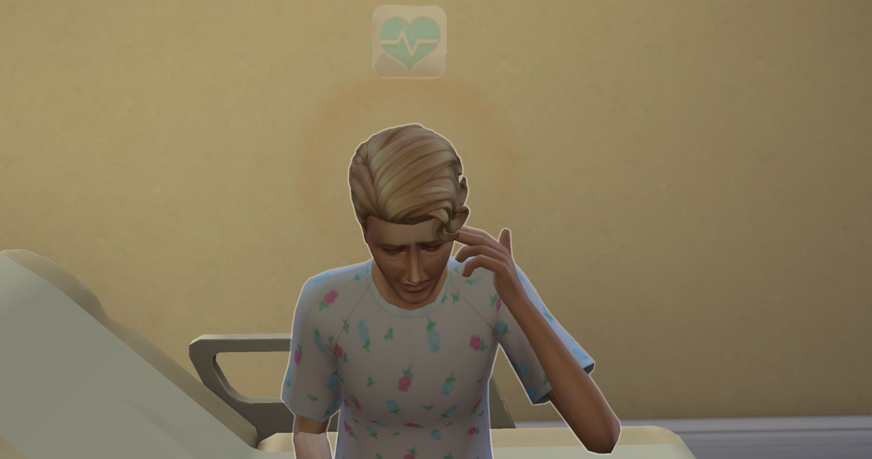 Sim with headache aura in Sims 4, indicating pain for diagnosis in doctor career